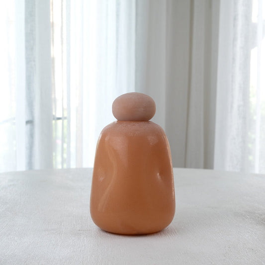 Peach Decorative Glass Vase With Lid