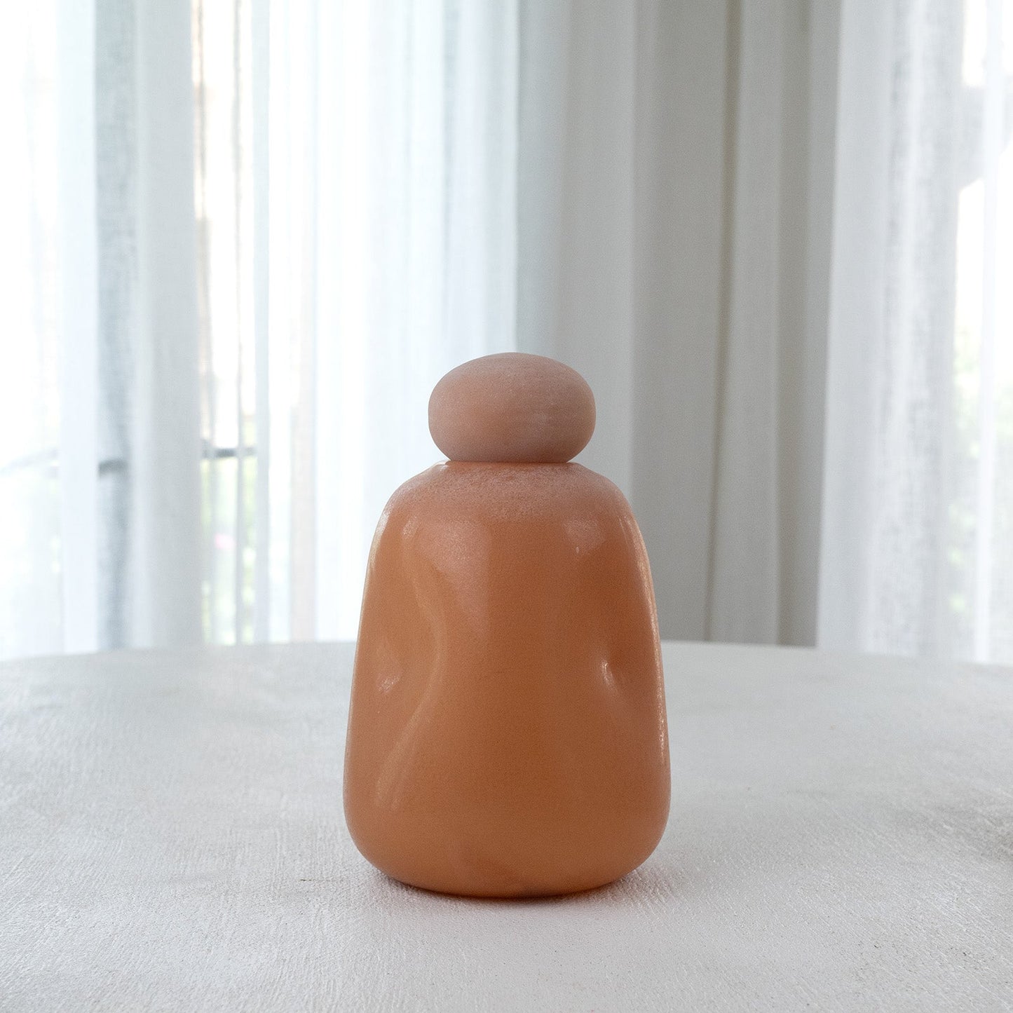 Peach Decorative Glass Vase With Lid