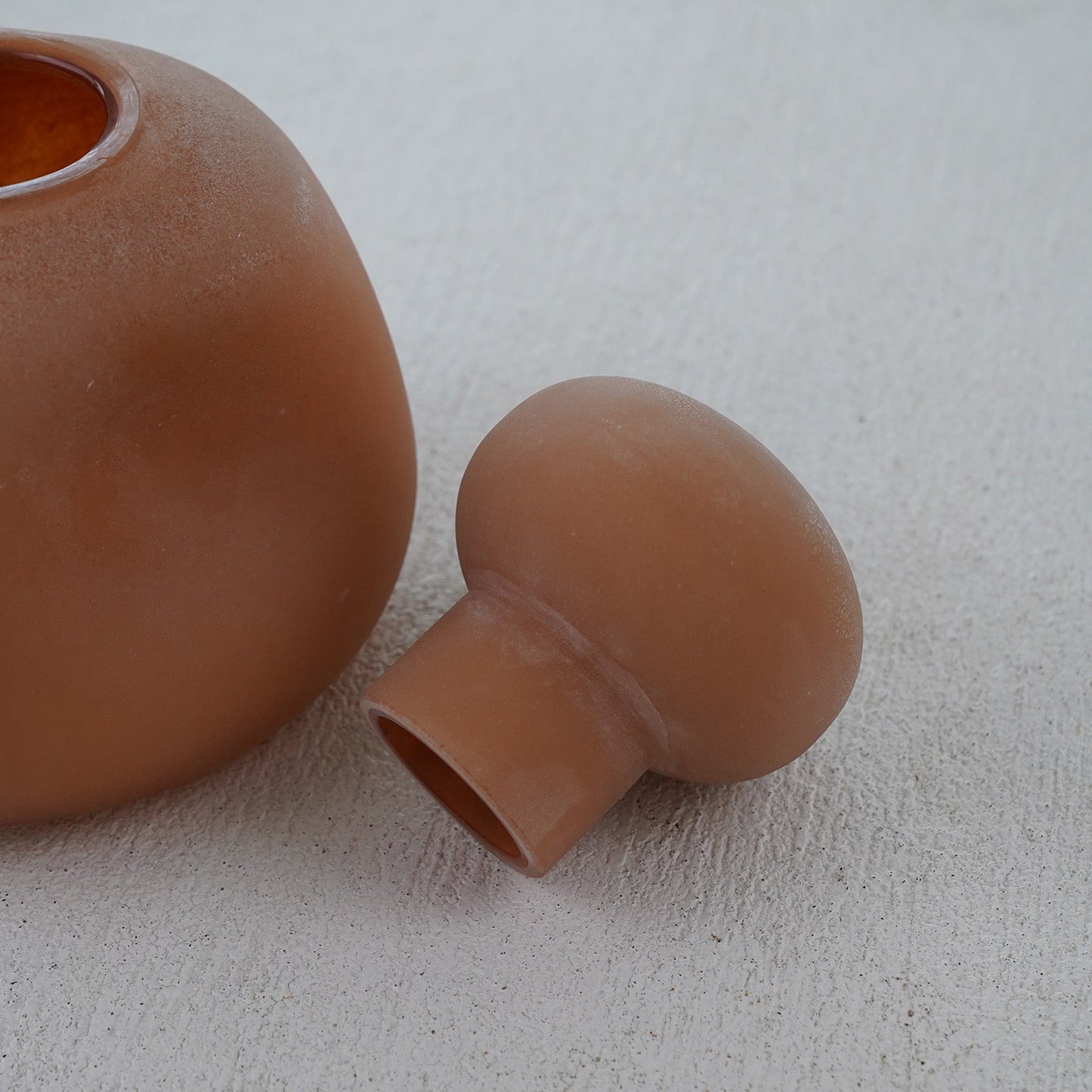 Peach Decorative Glass Vase With Lid