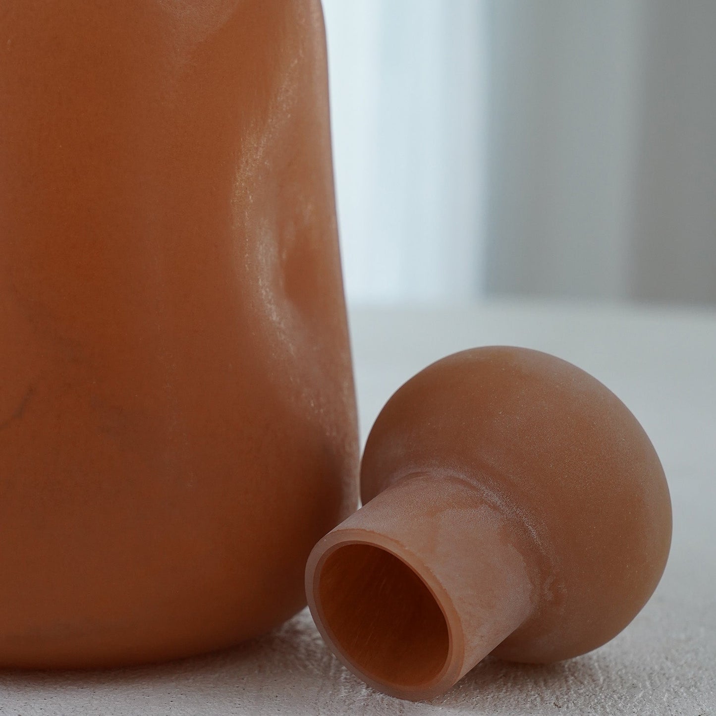 Peach Decorative Glass Vase With Lid