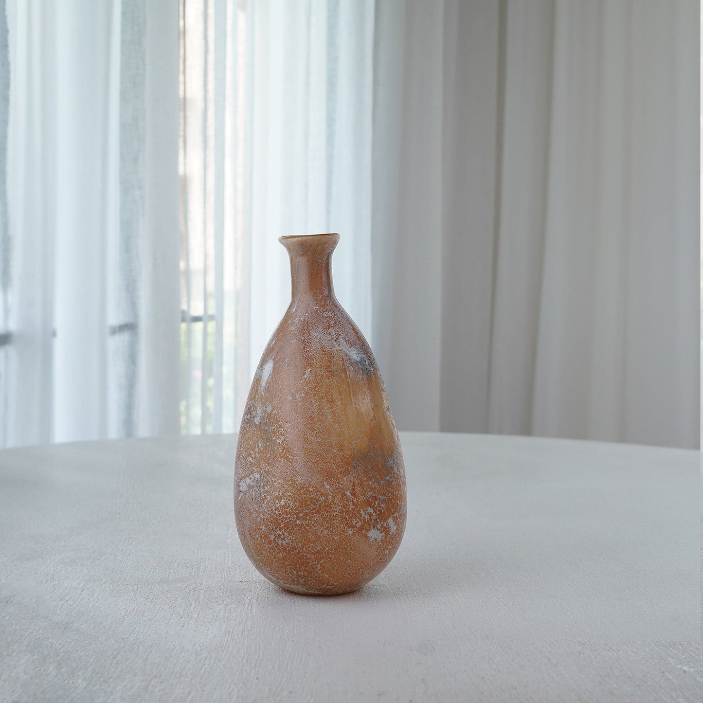 Peach and Cream Decorative Glass Vase Open Top