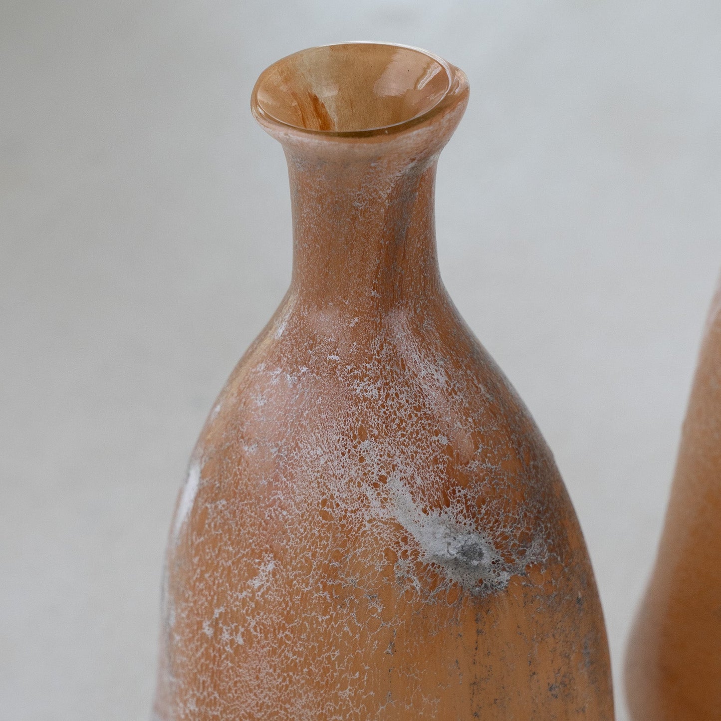 Peach and Cream Decorative Glass Vase Open Top