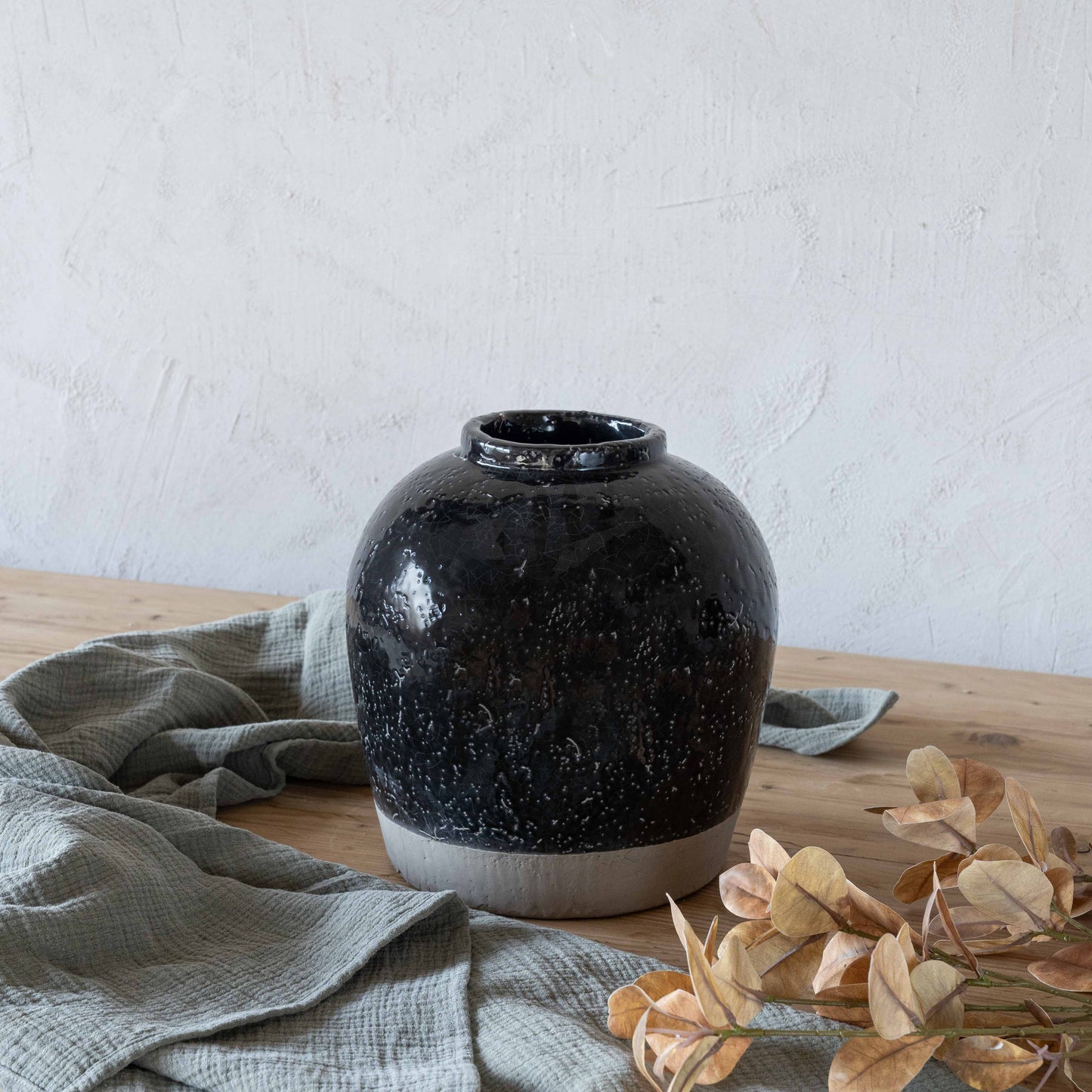 Trinket Decorative Black Ceramic Vase | Flower Pot