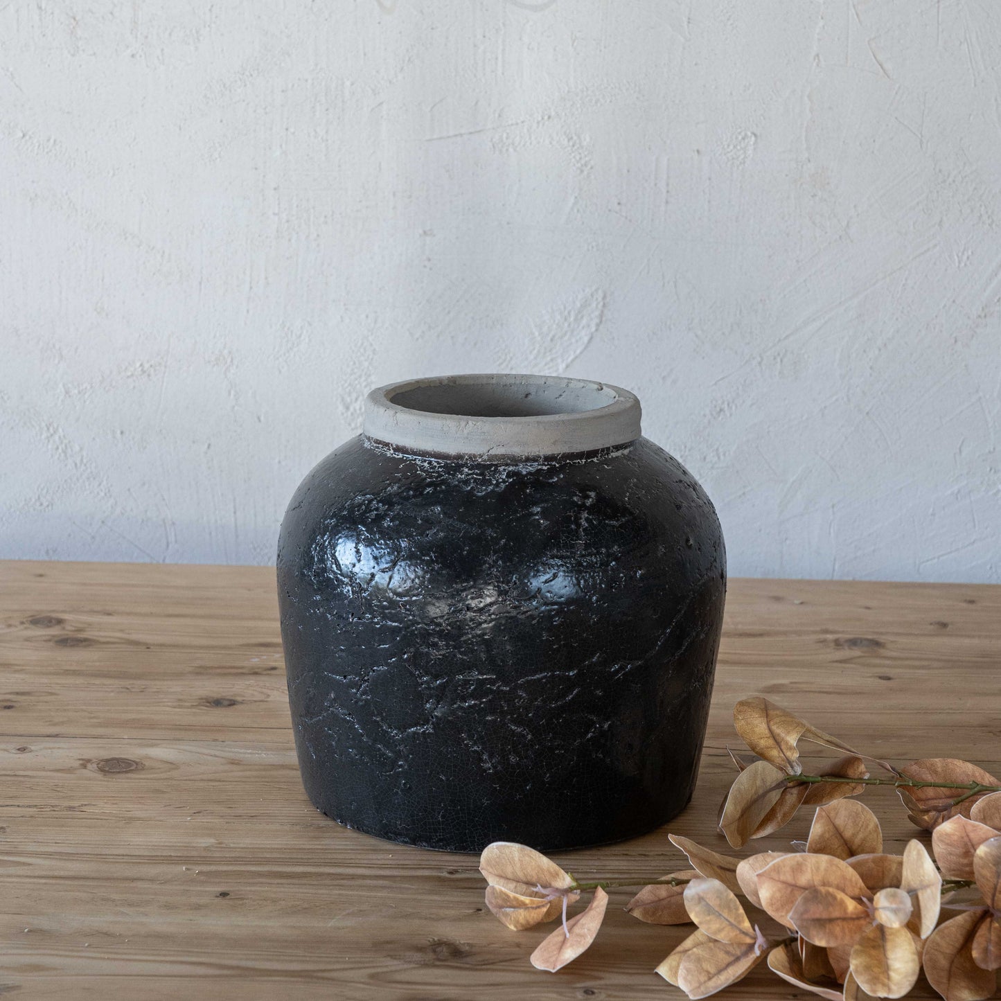 Vessel Decorative Black Ceramic Vase | Flower Pot