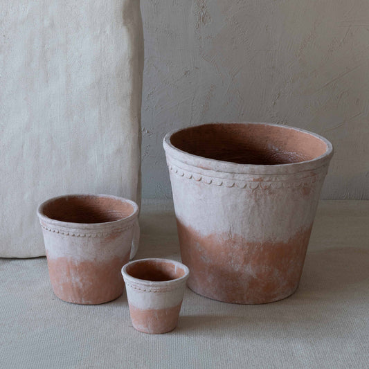 Rustica Beige Clay Castle Red Concrete Planter Pot | Tree Pot