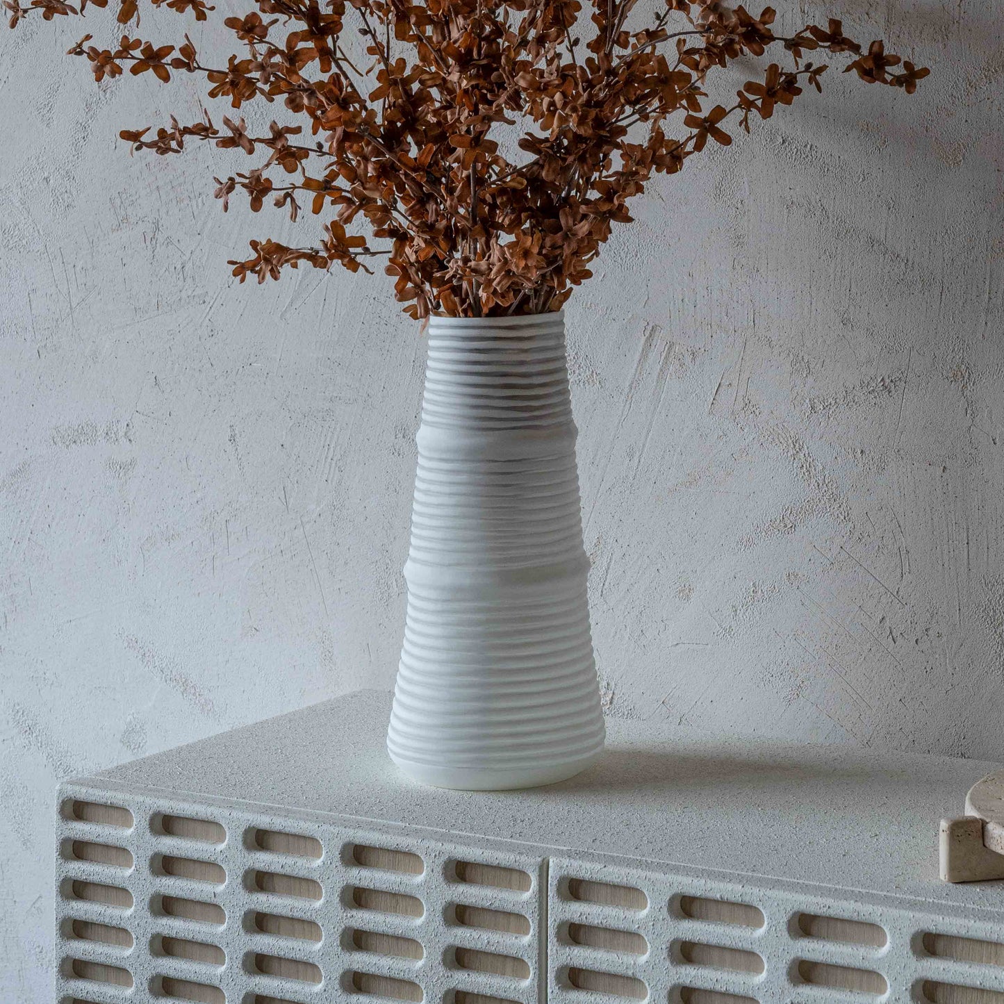 Snow Decorative Glass Vase | Flower Pot | Tall