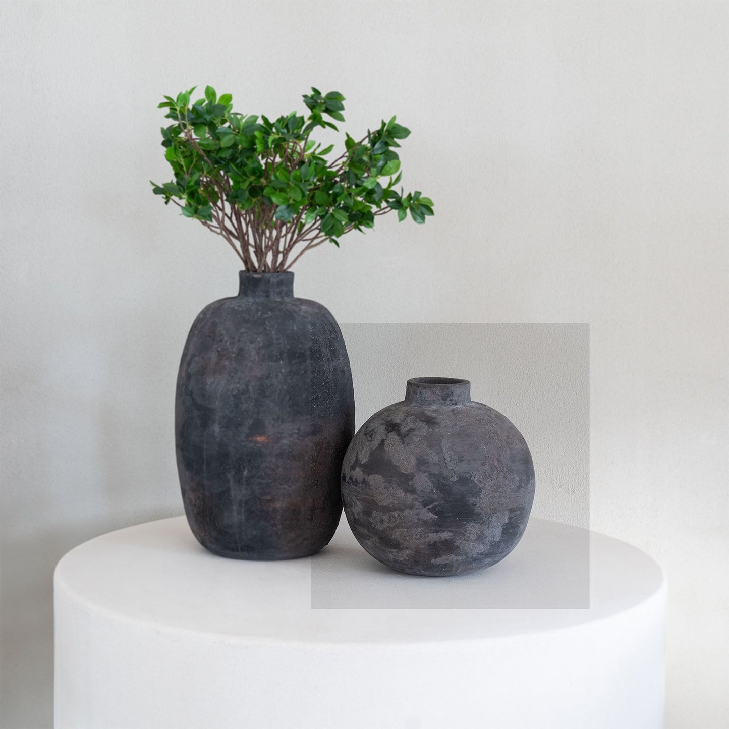 Round- 19th Century Olive Jar Vase